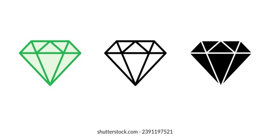 Juego de iconos de diamantes. icono del vector de gemas de diamante.