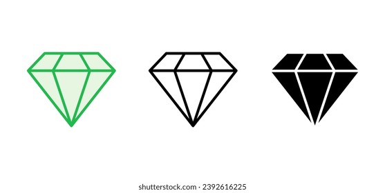 Diamond icon set. diamond gems vector icon.
