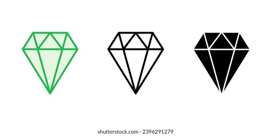 Diamond icon set. diamond gems vector icon.