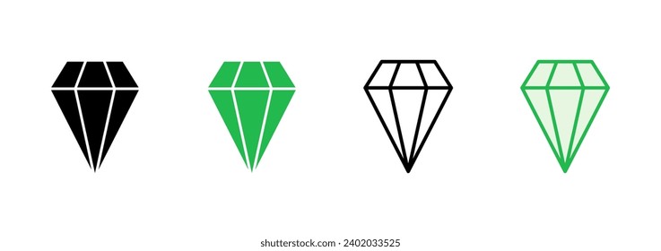 Juego de iconos de diamantes. icono del vector de gemas de diamante.