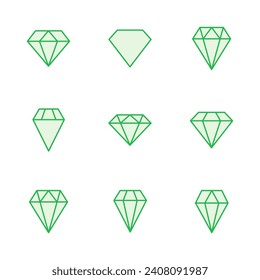 Diamond icon set. diamond gems vector icon.