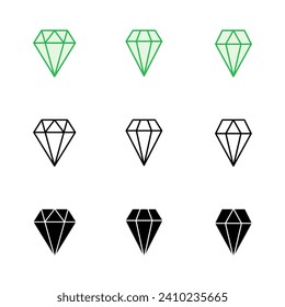 Diamond icon set. diamond gems vector icon.