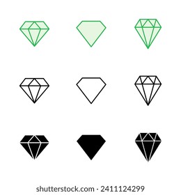 Juego de iconos de diamantes. icono del vector de gemas de diamante.