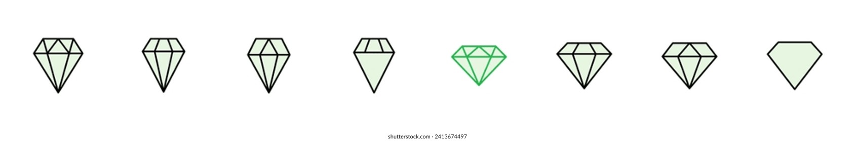 Juego de iconos de diamantes. icono del vector de gemas de diamante.