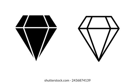 Diamant-Symbol gesetzt. Diamant-Edelsteine Vektor-Symbol.