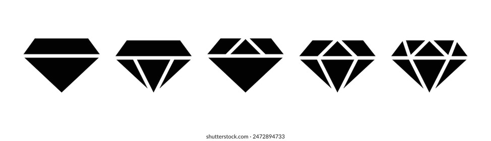 Diamond icon set. diamond gems vector icon.