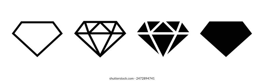 Diamond icon set. diamond gems vector icon.