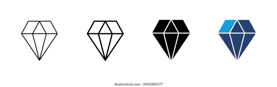 Diamond icon set. diamond gems vector icon.