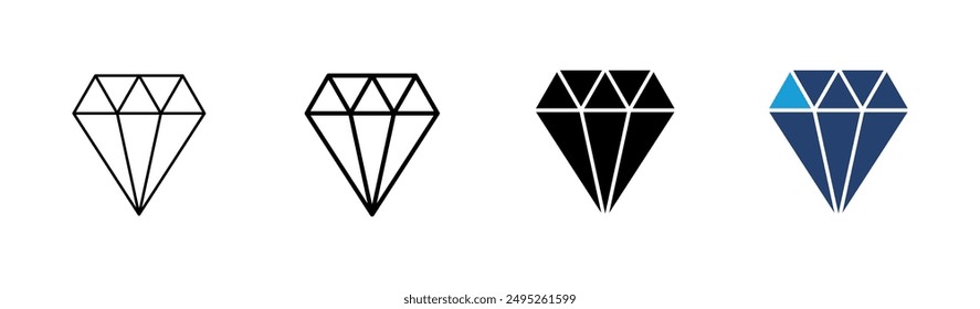 Diamond icon set. diamond gems vector icon.