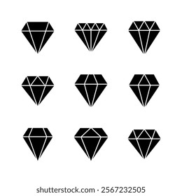 Diamond icon set. diamond gems vector icon.