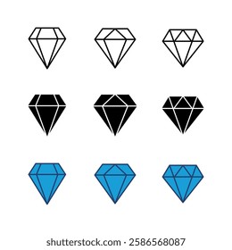 Diamond icon set. diamond gems vector icon.