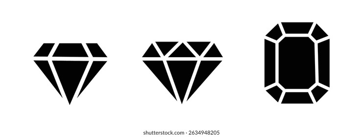 Diamond icon set. diamond gems vector icon