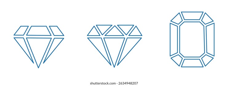 Diamond icon set. diamond gems vector icon