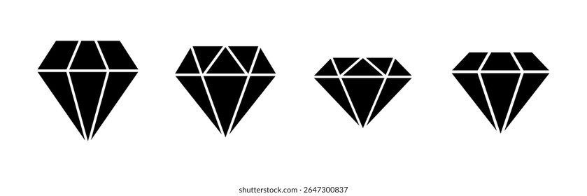 Ícone de diamante definido. ícone de vetor de pedras preciosas de diamante.