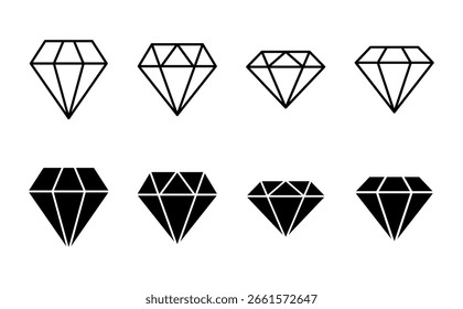 Diamond icon set. diamond gems vector icon.