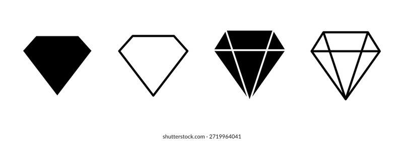 Ícone de diamante definido. ícone de vetor de pedras preciosas de diamante.