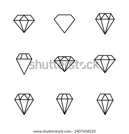 Diamond icon set. diamond gems vector icon.