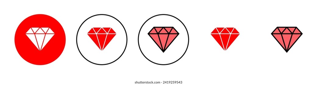 Diamond Icon Set Illustration. Diamantschmuck-Zeichen und -Symbol