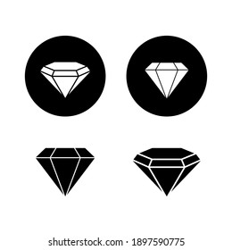 Diamond Icon Set Isolated on White Background. Gem Symbol Vector