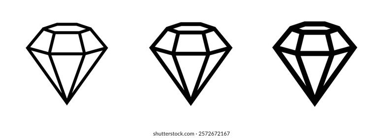 Diamond icon set isolated on white background. Geometric diamond icon. Abstract diamond icon for creative logos and premium graphics design.