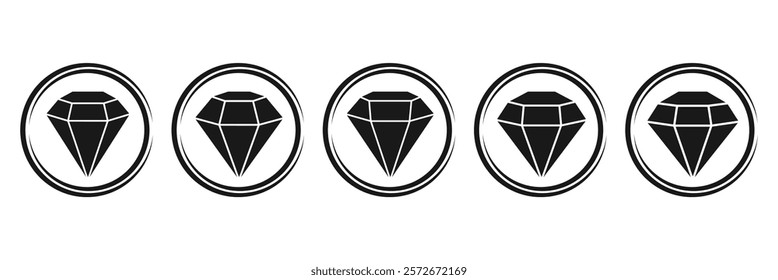 Diamond icon set isolated on white background. Geometric diamond icon. Abstract diamond icon for creative logos and premium graphics design.