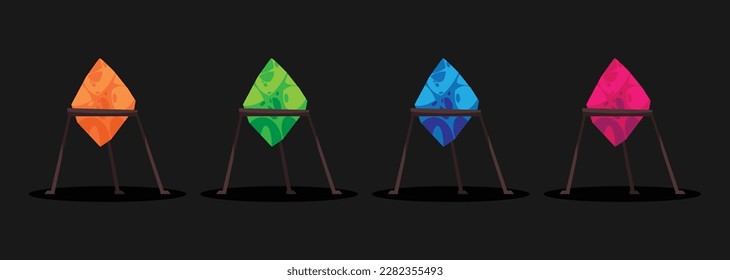 Diamond icon set. Multi color gem stones crystals symbol. Vector illustration.