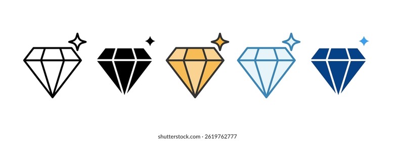 Ícone de diamante definir coleção de vários estilos