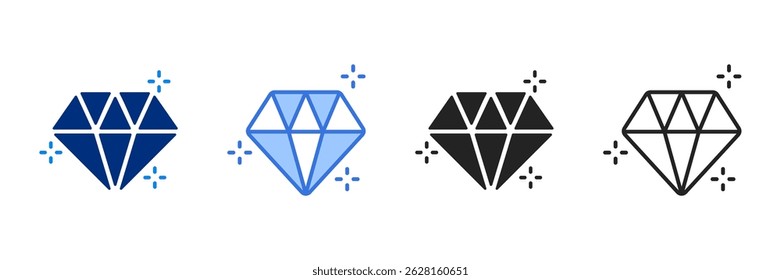 Diamond Icon Set Multiple Style Vector Illustration