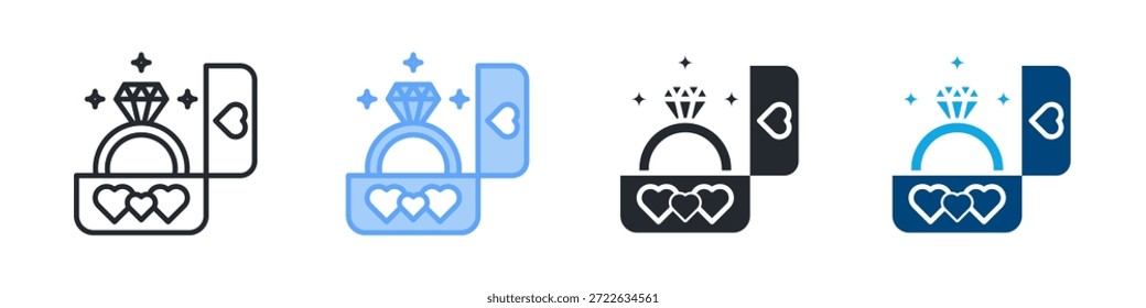 Diamond Icon Set Multiple Style. Designed In Outline, Blue, Glyph, Dual Tone