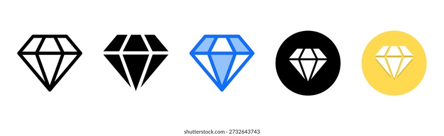 Diamond icon set with multiple style collection