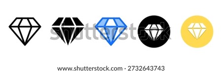 Diamond icon set with multiple style collection