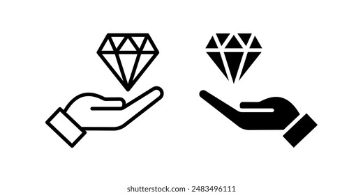 Diamant-Symbolsatz. Farbe für Premium-Zeichen editierbar