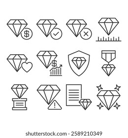 Diamond Icon Set - Sign Symbol