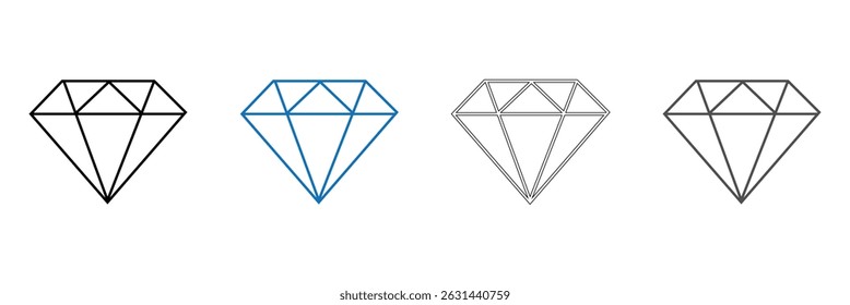 Diamond icon set. simple diamond line icon set. vector illustration EPS 10. Diamond icon for web and mobile app  . Vector Illustration .
