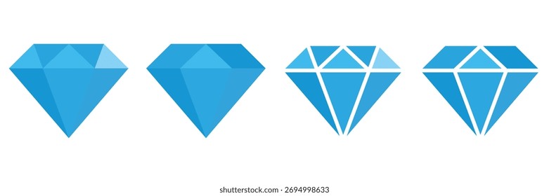 Conjunto de iconos de diamante — Colección de piedras preciosas brillantes y Vector de cristal