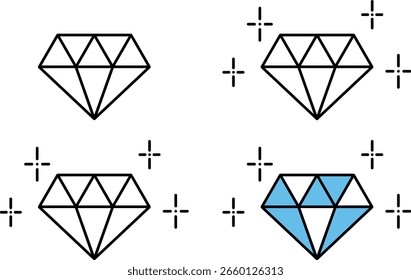 Ícone de diamante definido com vários esquemas de cores