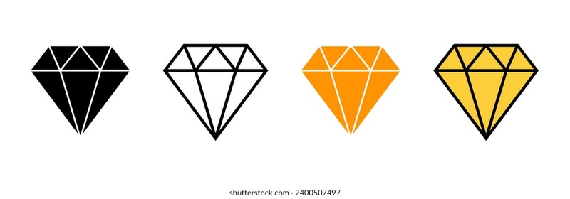 Diamond icon set vector. diamond gems sign and symbol