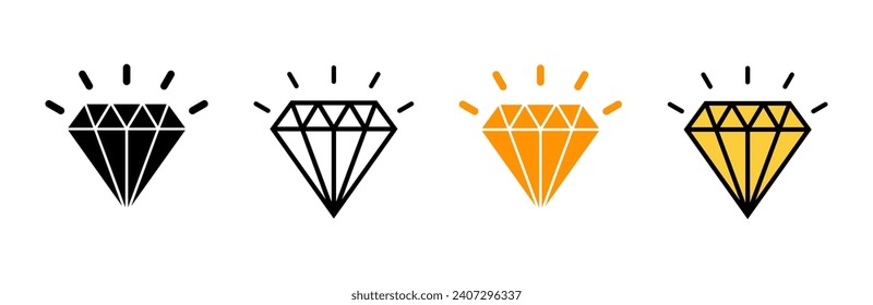 Vector de conjunto de iconos de diamante. signo y símbolo de las gemas de diamantes