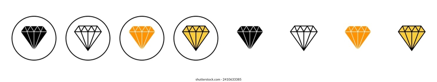 Diamond icon set vector. diamond gems sign and symbol