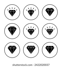 Vector de conjunto de iconos de diamante. signo y símbolo de las gemas de diamantes