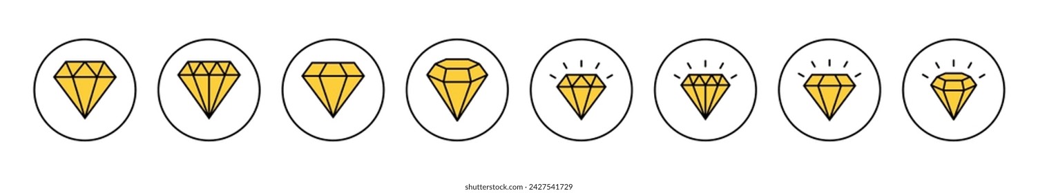 Diamant-Icon-Satz Vektor. Diamant Edelsteine Zeichen und Symbol