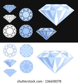 Diamond. Icon set. Vector illustration