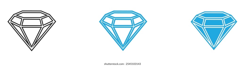 Diamond Icon Set Vector illustration in black