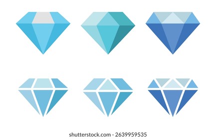 Diamond icon set. Vector illustration.