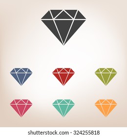 Diamond icon set. Vector illustration