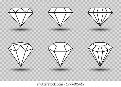 Diamantensymbol-Set, Vektorgrafik einzeln auf transparentem Hintergrund