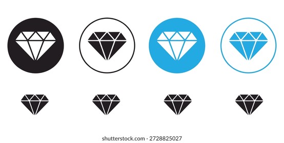Diamond Icon Set Vector - Luxury, Jewel, and Premium Symbols in Flat and Outline Styles.diamonds icon set. Gemstone diamond collection. precious crystal stones. luxury diamond pictogram, 