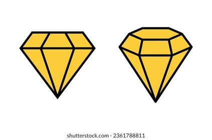 Icono de diamante establecido para la aplicación web y móvil. signo y símbolo de las gemas de diamantes