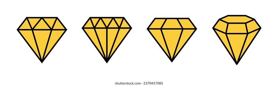 Diamond icon set for web and mobile app. diamond gems sign and symbol