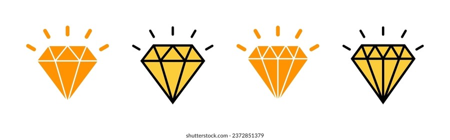 Diamond icon set for web and mobile app. diamond gems sign and symbol